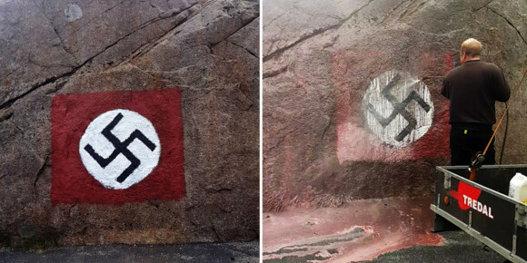 Malte hakekors ved krigsminnesmerke: - Rett og slett trist. Jeg skjemmes